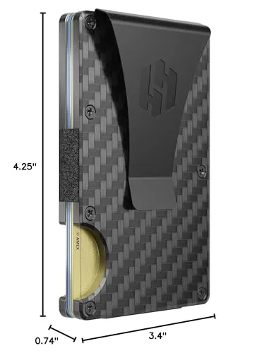Hayvenhurst Slim Wallet For Men,   RFID blocking Minimalistic Money Clip - Carbon Fiber