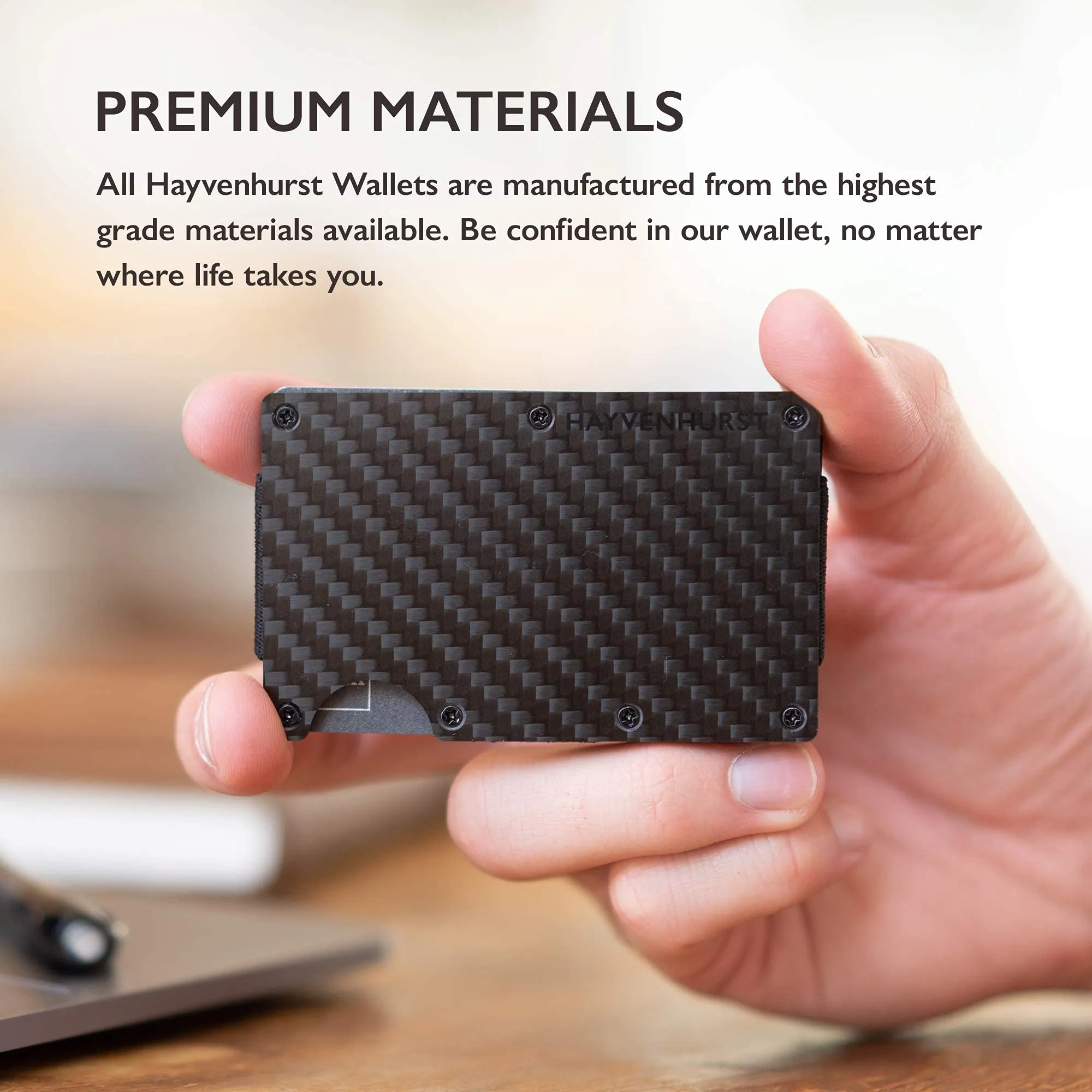 Hayvenhurst Slim Wallet For Men,   RFID blocking Minimalistic Money Clip - Carbon Fiber