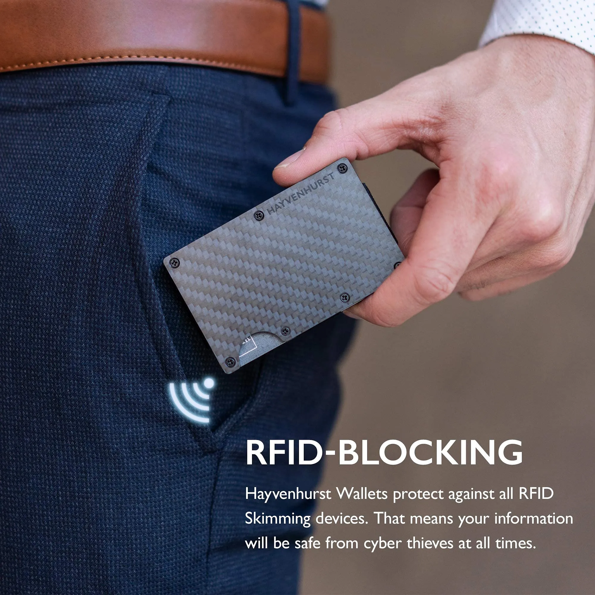 Hayvenhurst Slim Wallet For Men,   RFID blocking Minimalistic Money Clip - Carbon Fiber