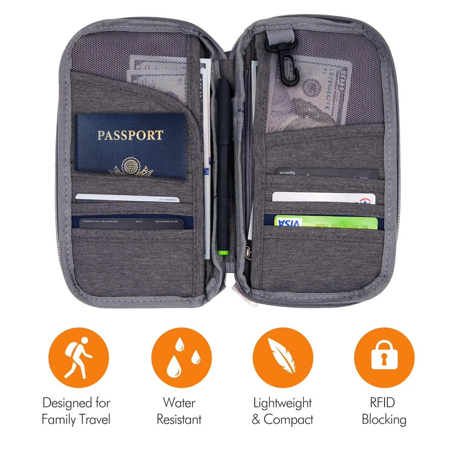 Homlly RFID Blocking Travel Passport Holder (Ash Grey)