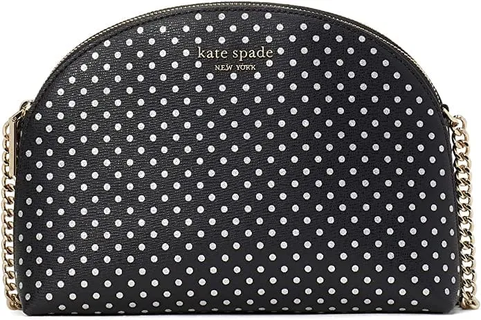 Kate Spade Spencer Metallic Dot Double Zip Dome Crossbody Black Multi