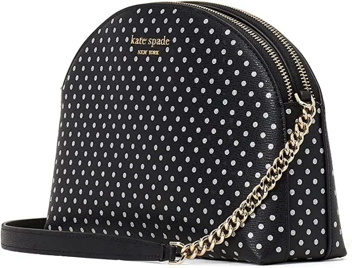 Kate Spade Spencer Metallic Dot Double Zip Dome Crossbody Black Multi