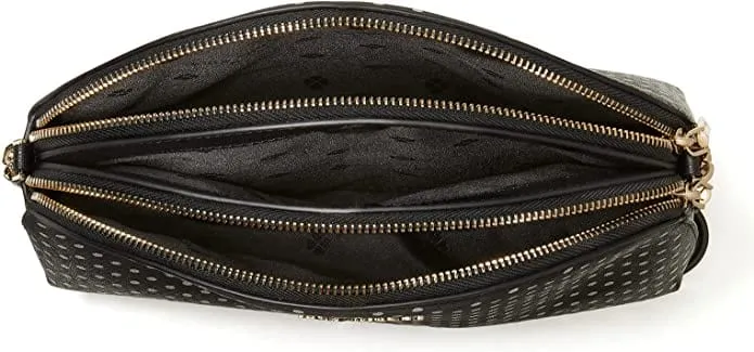 Kate Spade Spencer Metallic Dot Double Zip Dome Crossbody Black Multi