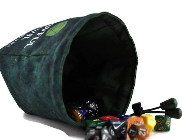 Lawful Evil Dice Bag, Green Batik