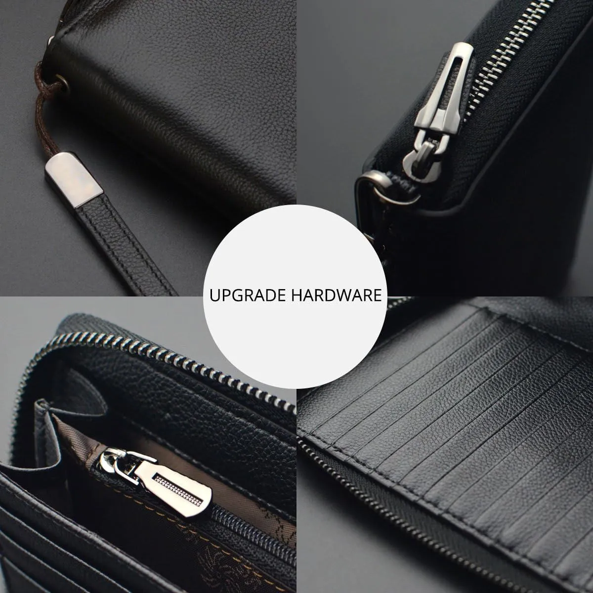 Leather Clutch for Women, RFID Blocking Wristlet Wallet