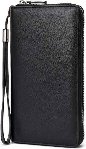 Leather Clutch for Women, RFID Blocking Wristlet Wallet