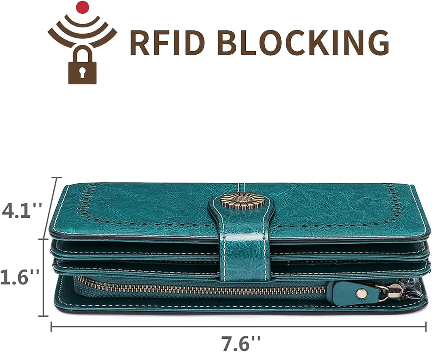 Leather Clutch for Women, RFID Blocking Wristlet Wallet