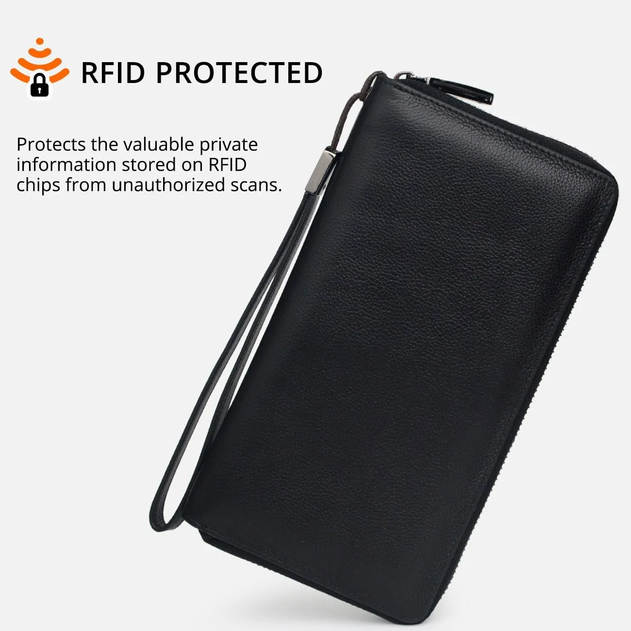 Leather Clutch for Women, RFID Blocking Wristlet Wallet