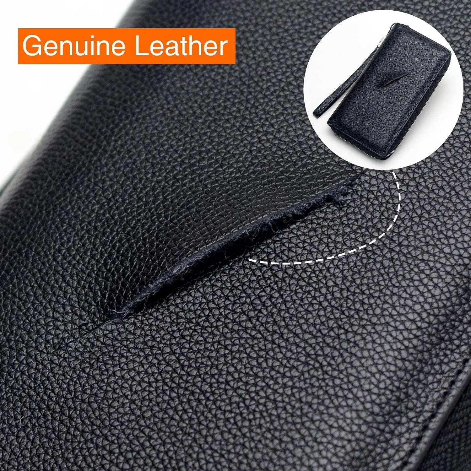 Leather Clutch for Women, RFID Blocking Wristlet Wallet