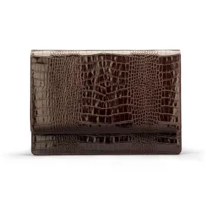 Leather Oxford A4 Portfolio Case - Brown Croc-Effect