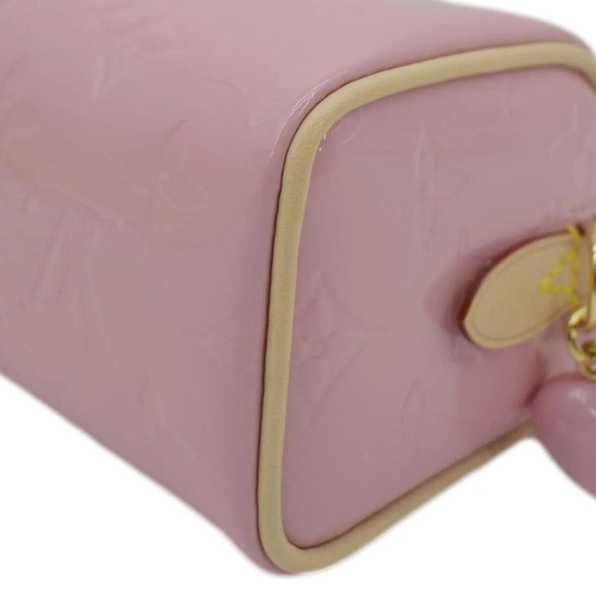 LOUIS VUITTON Nano Speedy Monogram Vernis Crossbody Bag Light Mochi Pink