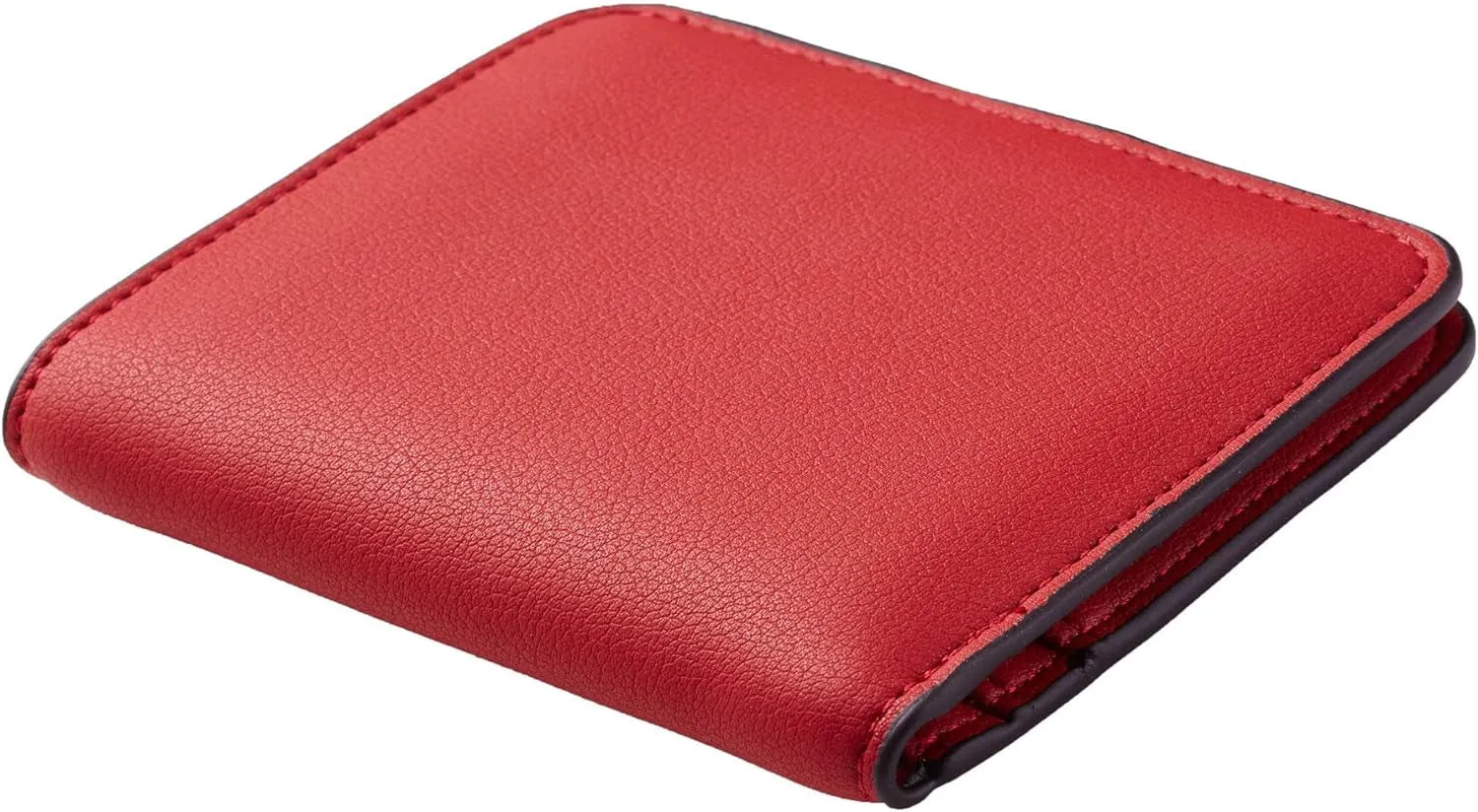 Luxury Leather Rfid Blocking Bifold Red Wallet with ID Window-Red