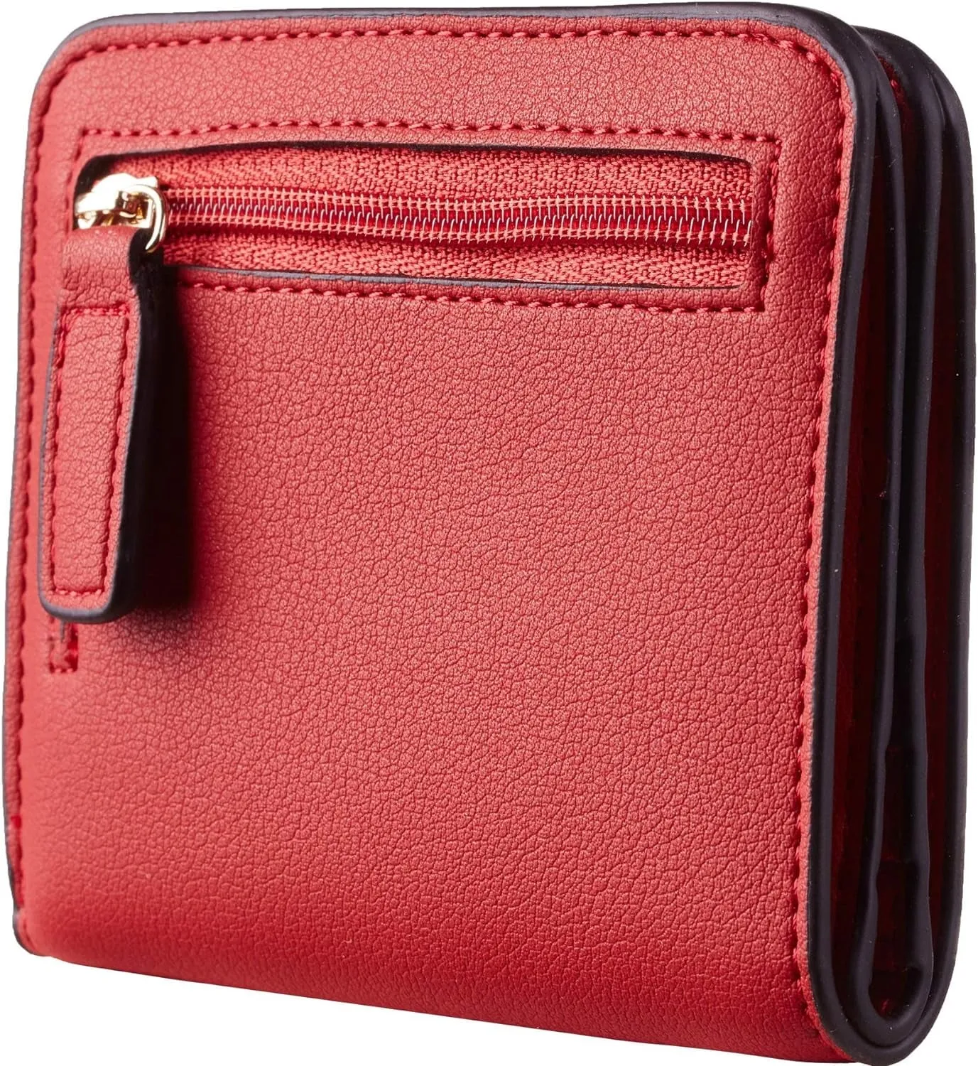 Luxury Leather Rfid Blocking Bifold Red Wallet with ID Window-Red