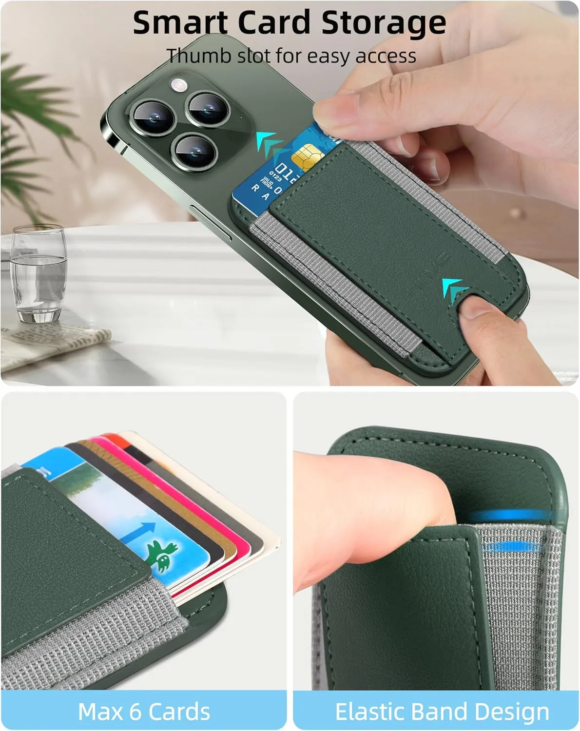 MagSafe Wallet Magnetic Card Holder for iPhone  Green