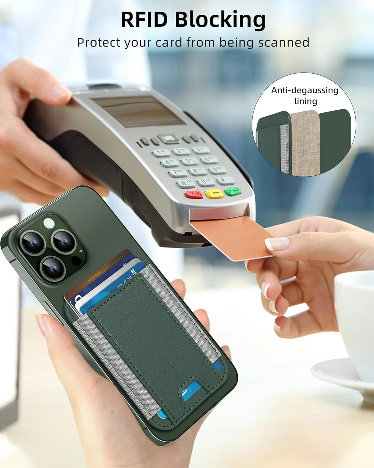 MagSafe Wallet Magnetic Card Holder for iPhone  Green