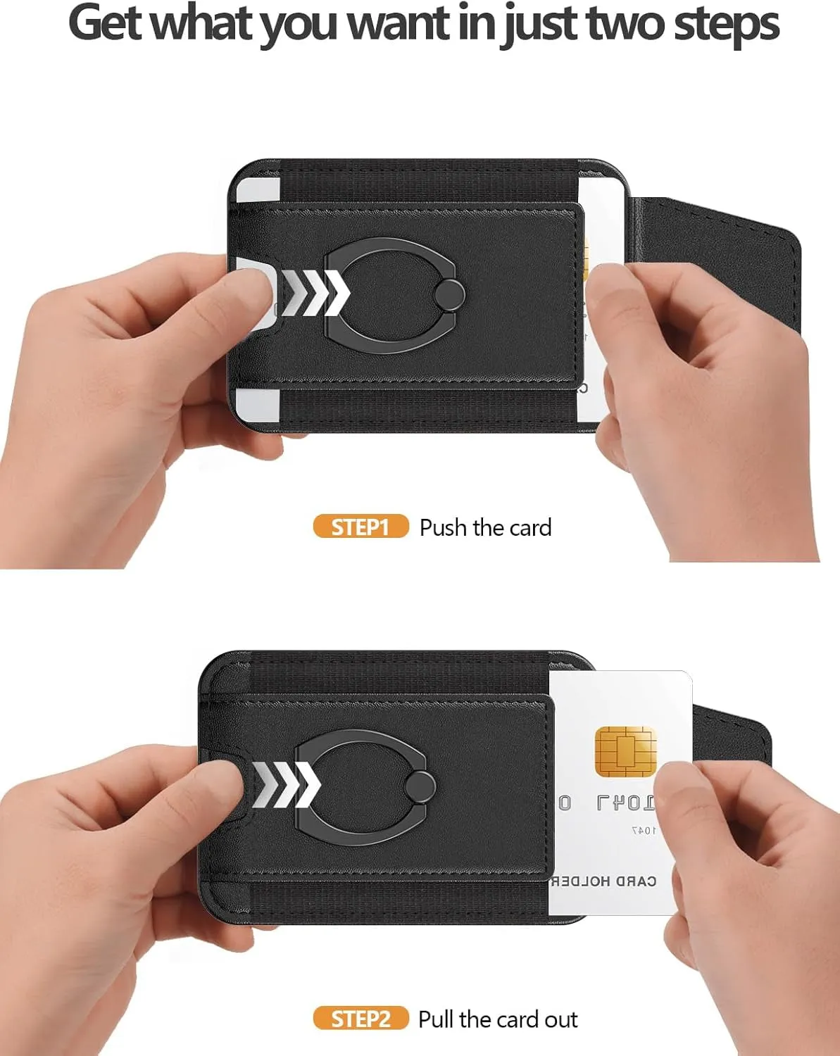 Magsafe Wallet with Grip & Pravcy Flap, RFID Blocking Magnetic Card Holder for Iphone Series - Black