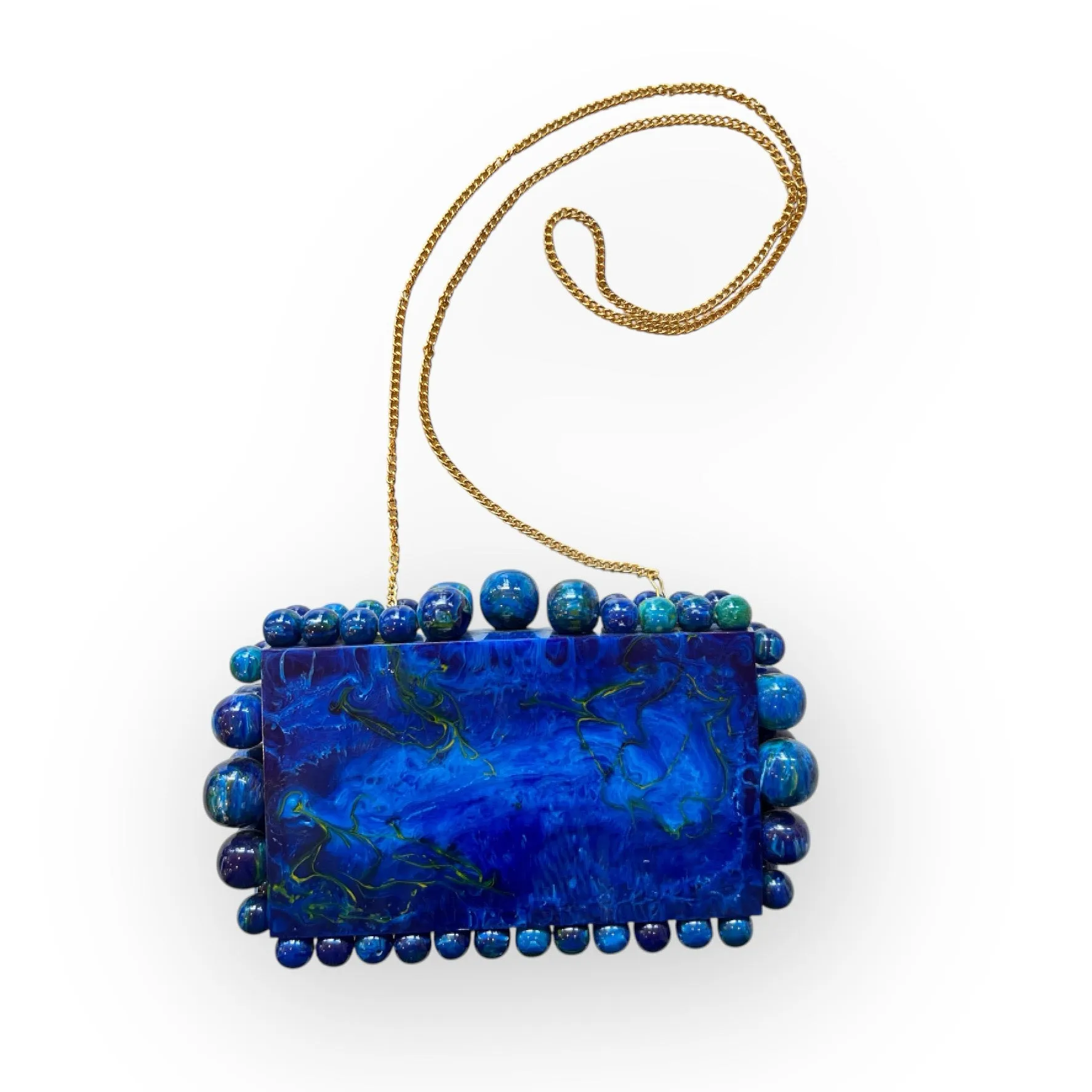 Marbled Acrylic Beaded Clutch Purse