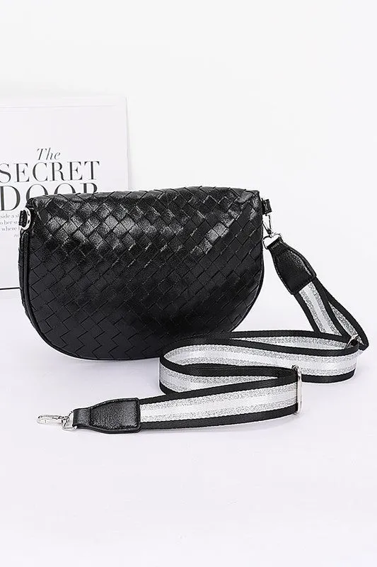 Metallic Black  Braided Crossbody Bag Belt