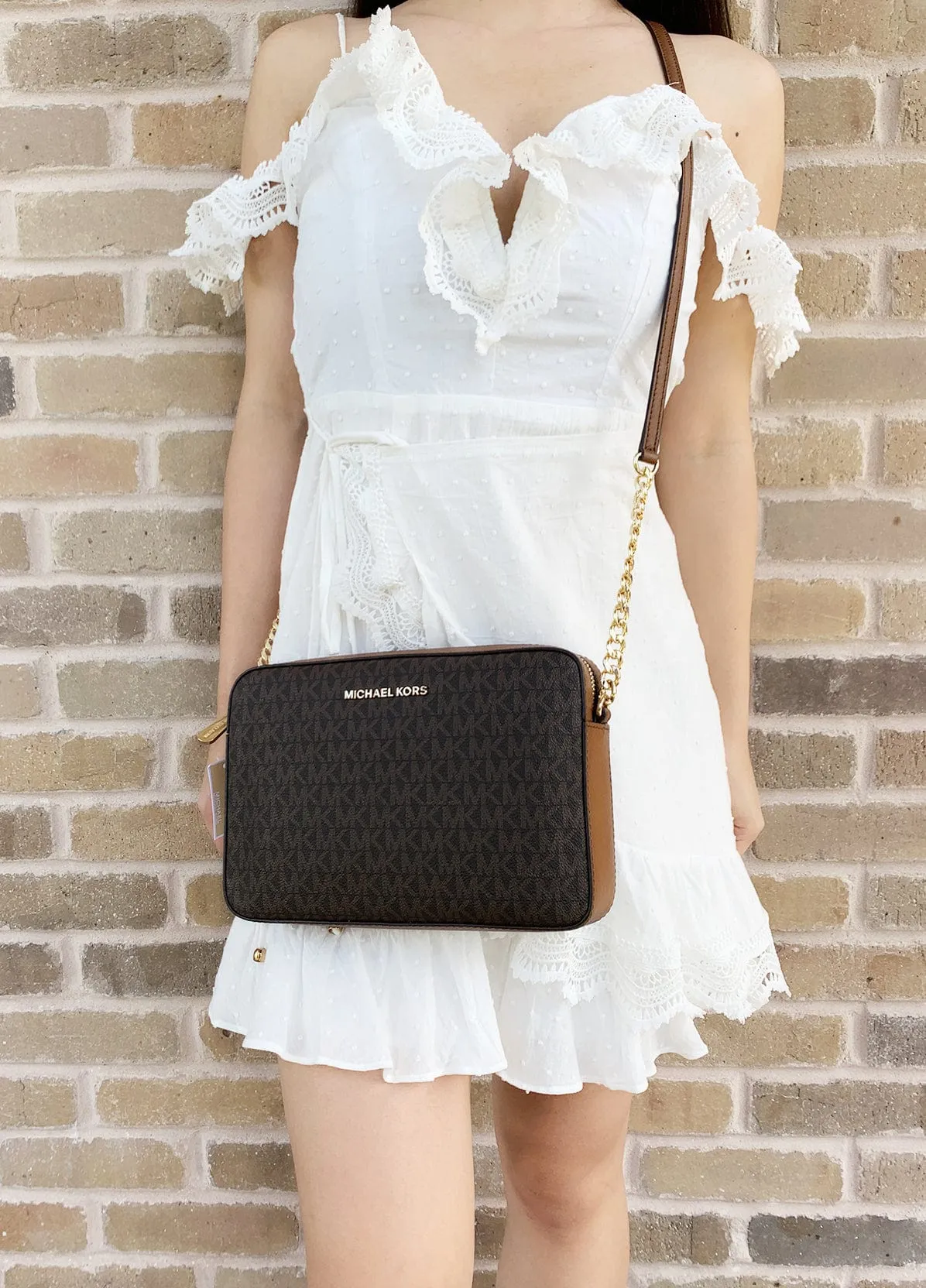 Michael Kors JetSet EastWest LargeCrossbody Brown MKSignature