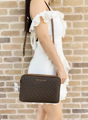 Michael Kors JetSet EastWest LargeCrossbody Brown MKSignature