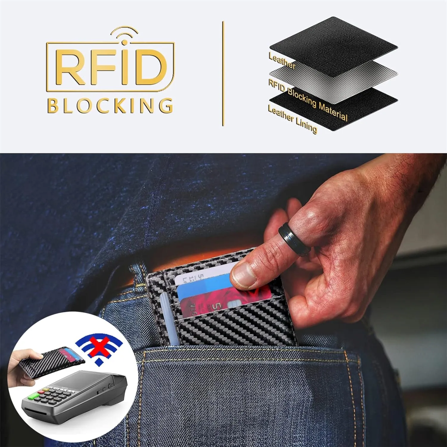 Minimalist Slim Wallet RFID Blocking Carbon Fiber wallet
