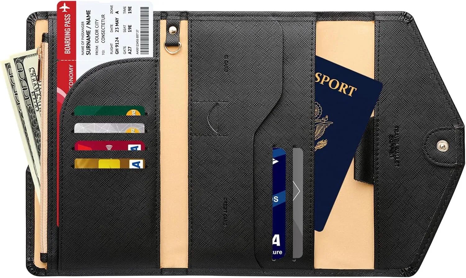 Mulit-purpose Rfid Blocking Passport Holder Travel Wallet