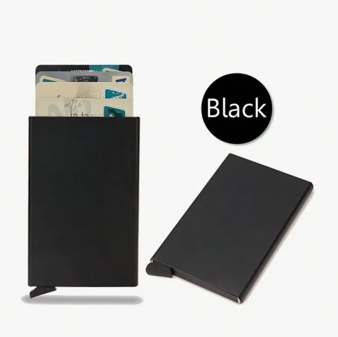 NEW Rfid Smart Wallet Card Holder Metal Thin Slim Men Women Wallets Pop Up Minimalist Wallet Small Black Purse Vallet Walets For Men