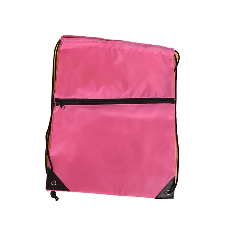 Nylon Drawstring Backpack With Zip Compartment