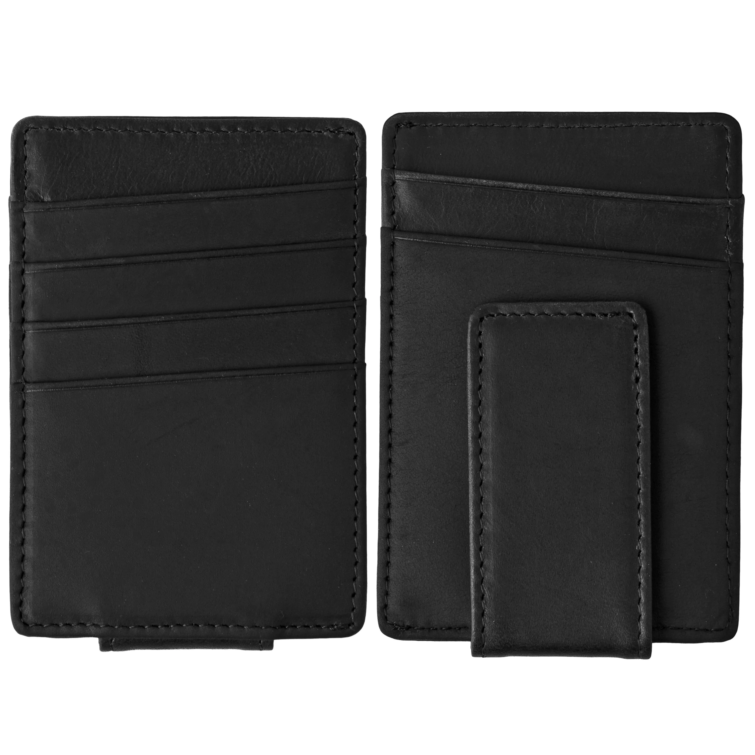 Personalized Black Leather Money Clip