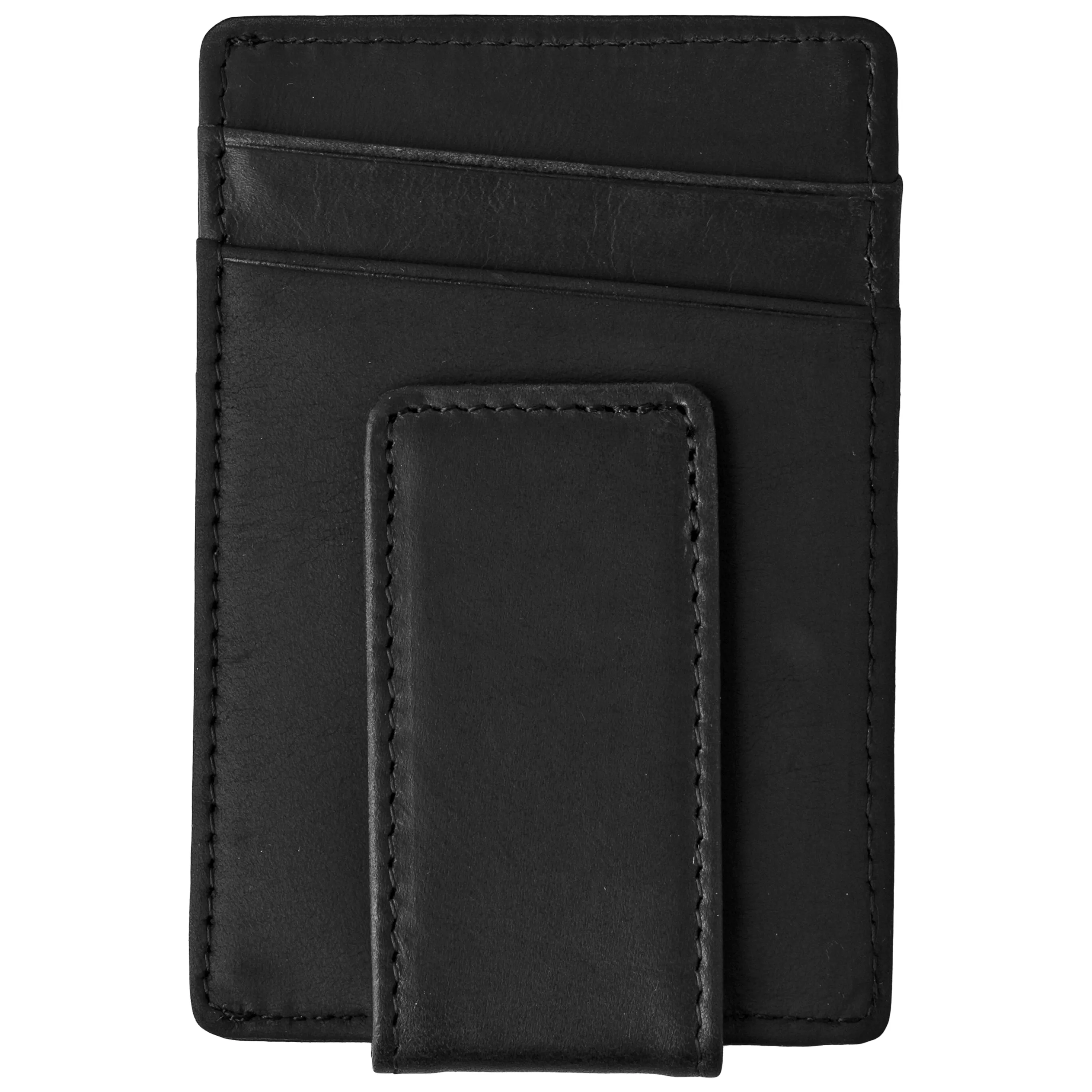 Personalized Black Leather Money Clip