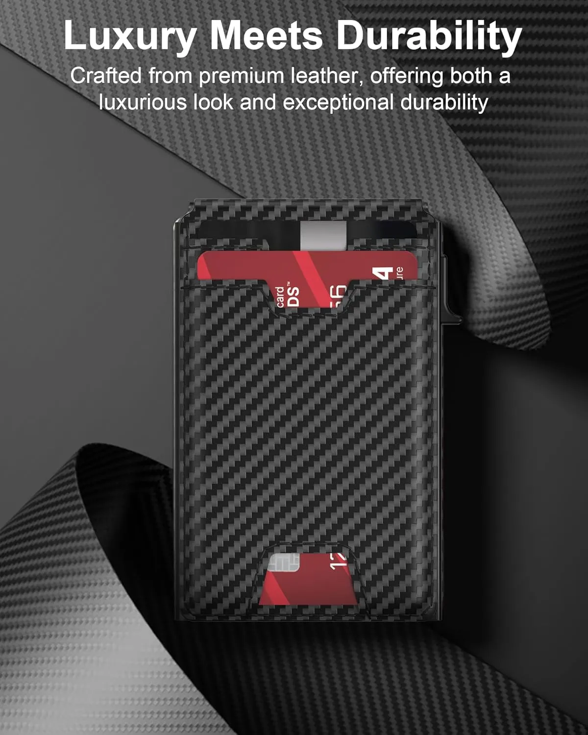 Pop Up Wallet for Men, Minimalist Carbon Fiber Card Holder
