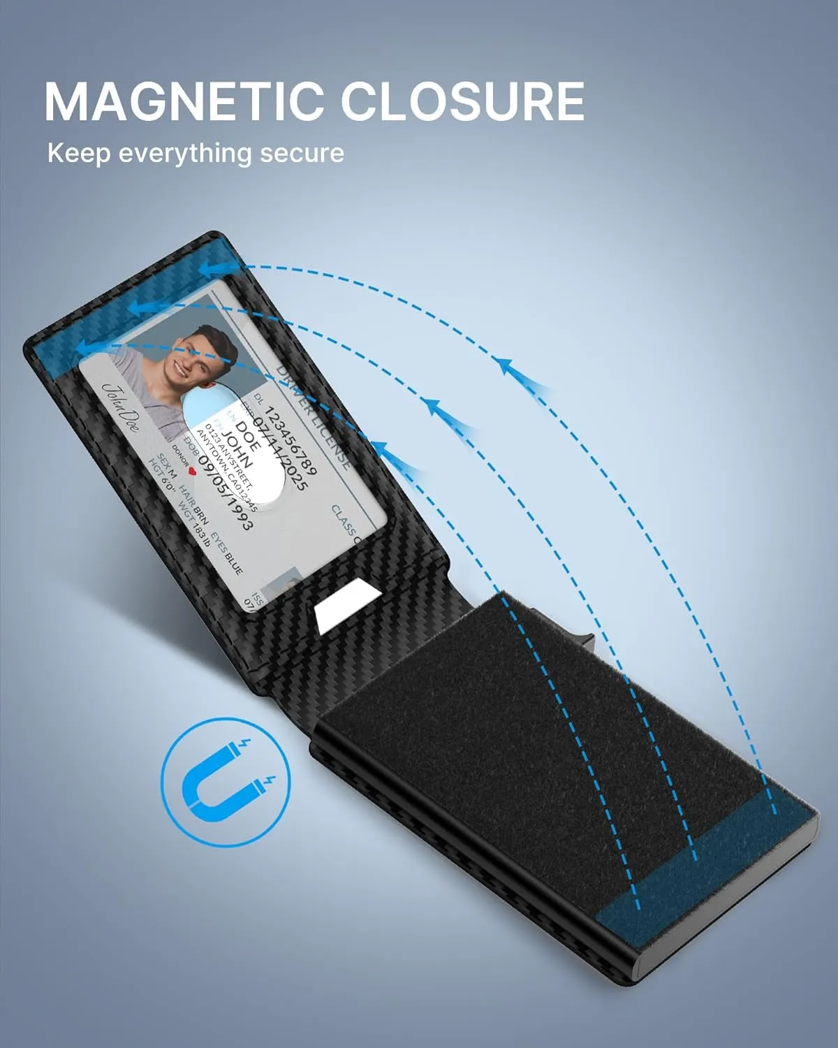Pop Up Wallet for Men, Minimalist Carbon Fiber Card Holder