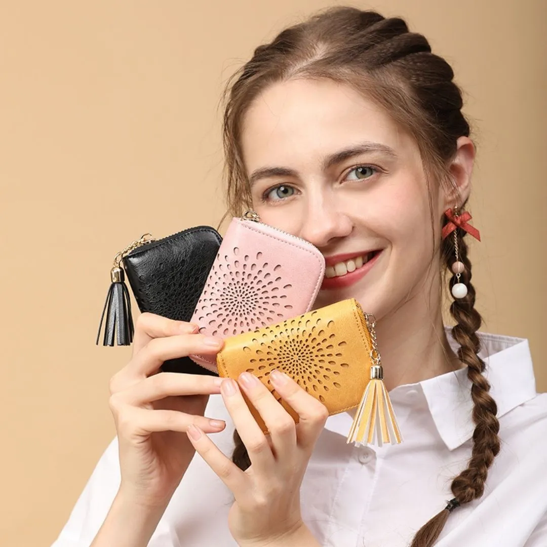 Popular single zipper lady card holder wallet