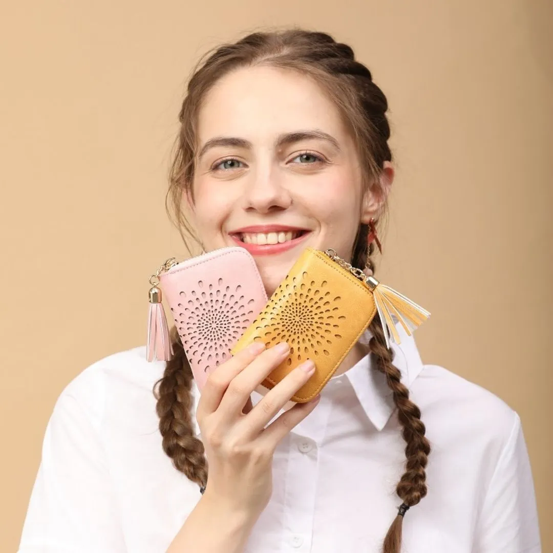 Popular single zipper lady card holder wallet
