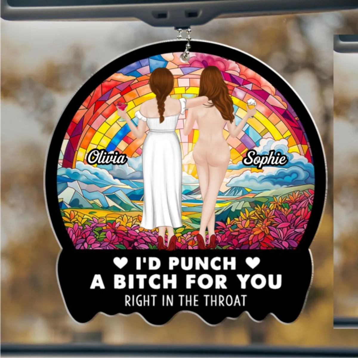 Punch Right In The Throat Bestie - Personalized Custom Car Ornament