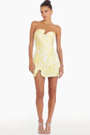 Puzzle Strapless Mini Dress in Yellow by Amanda Uprichard - RENTAL