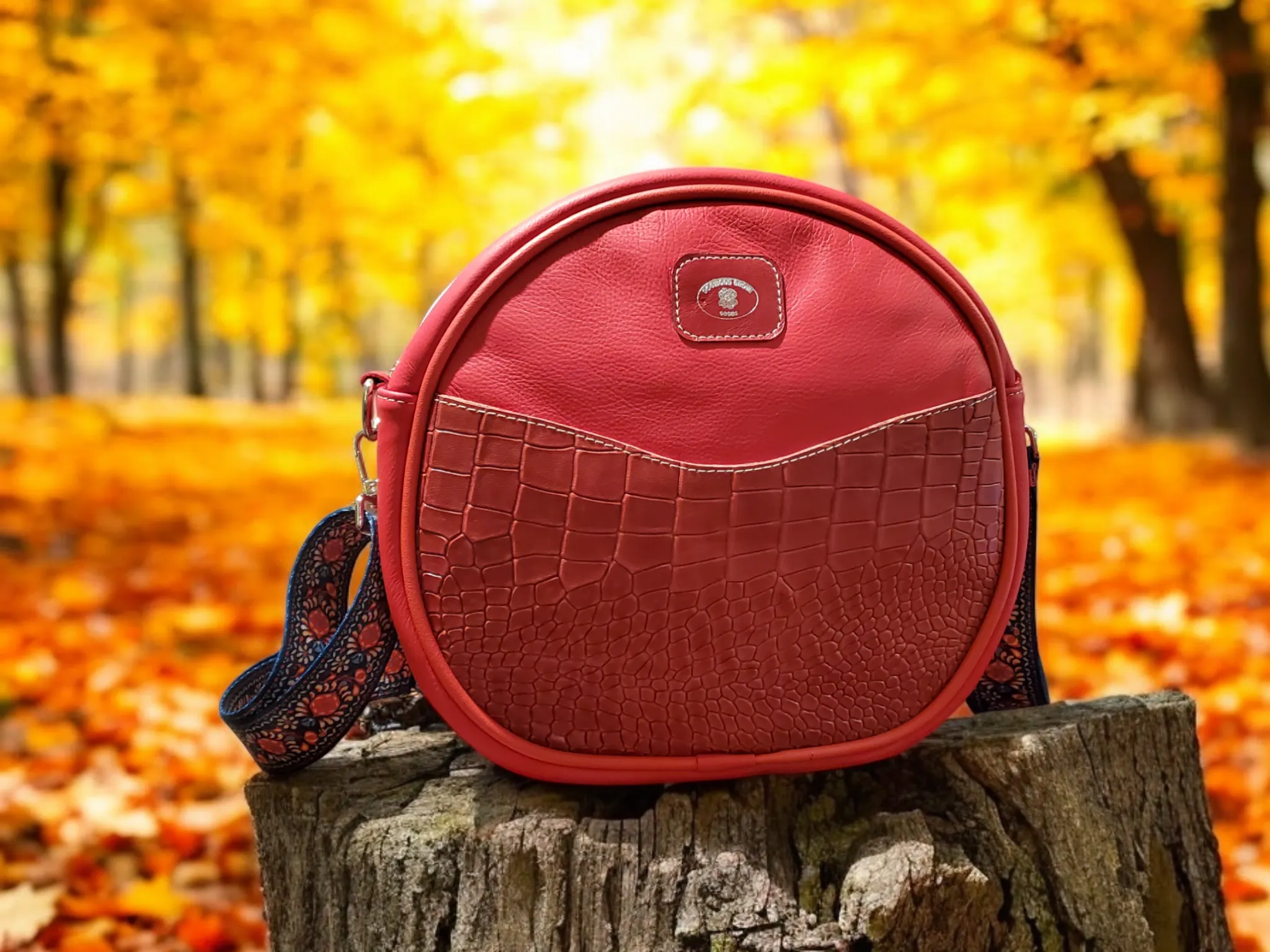 Red Leather Canteen Bag