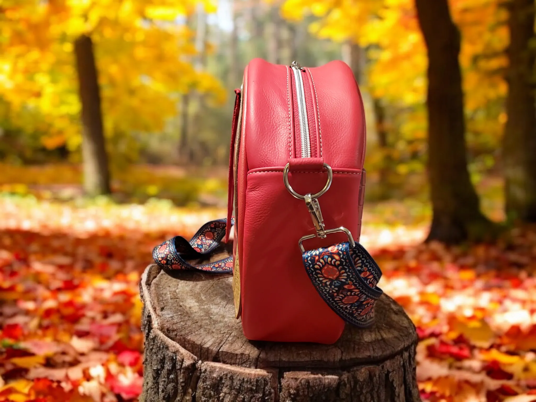 Red Leather Canteen Bag