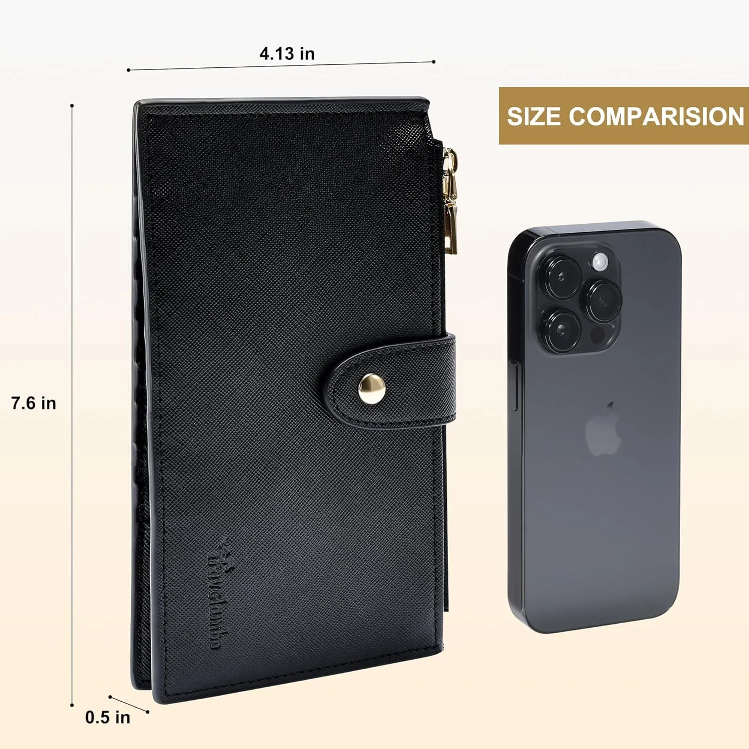 RFID Blocking Bifold Wallet, Double-Zipper Credit Card Holder