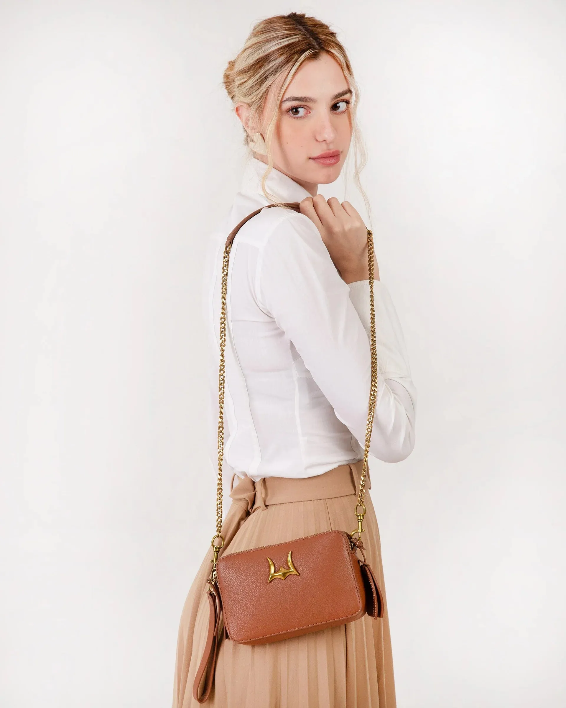 Shell Mini Purse - Brown Leather