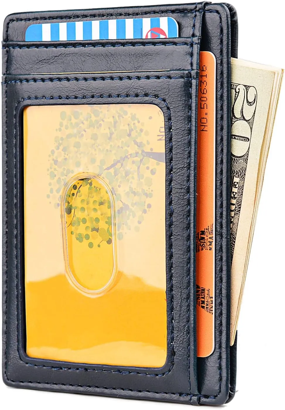 Slim Minimalist Front Pocket Wallets, RFID Blocking Leather Card Holder
