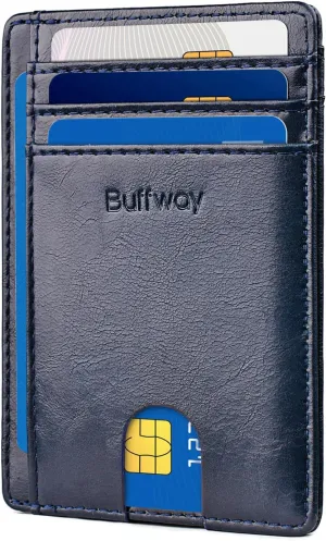Slim Minimalist Front Pocket Wallets, RFID Blocking Leather Card Holder