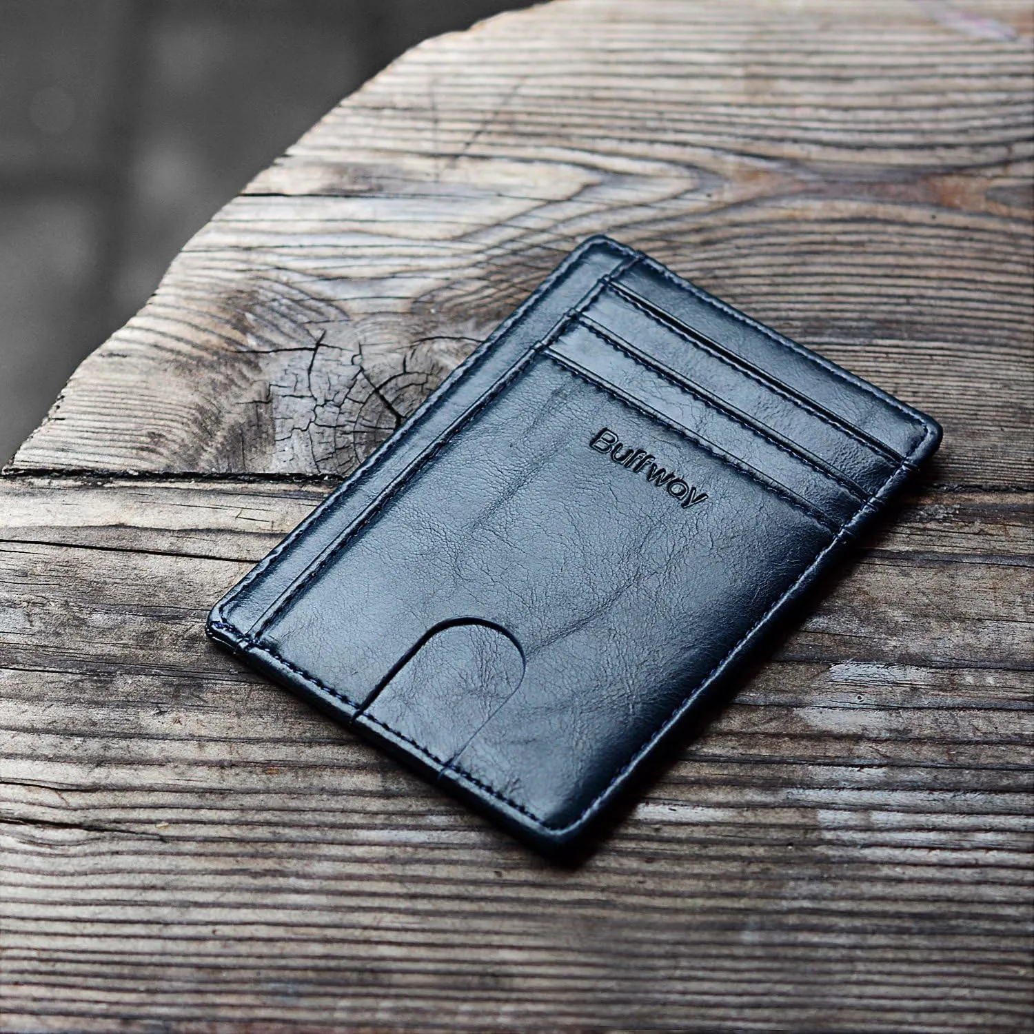 Slim Minimalist Front Pocket Wallets, RFID Blocking Leather Card Holder