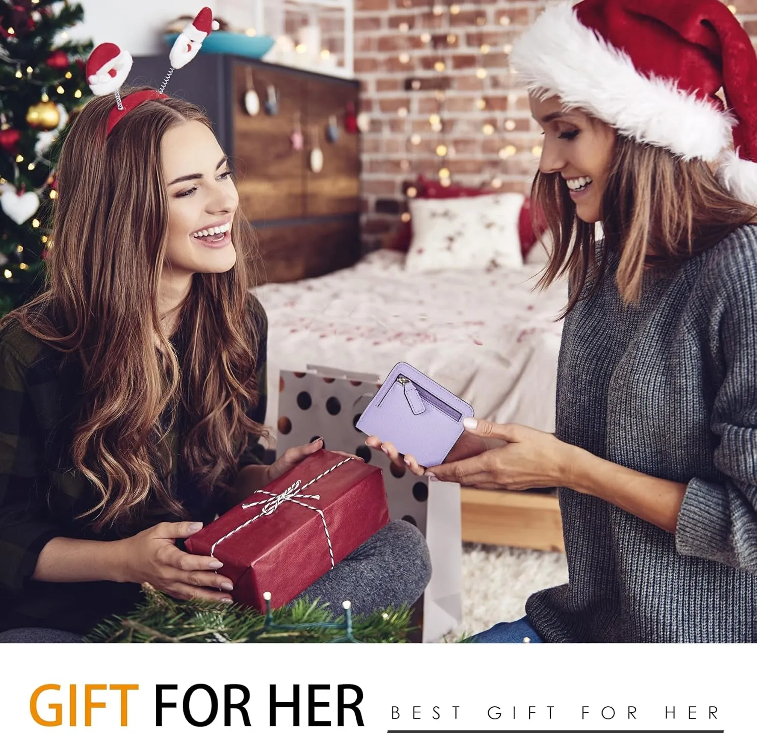 Small Wallet for Women, Luxury Leather Bifold Wallet with ID Window & Rfid Blocking