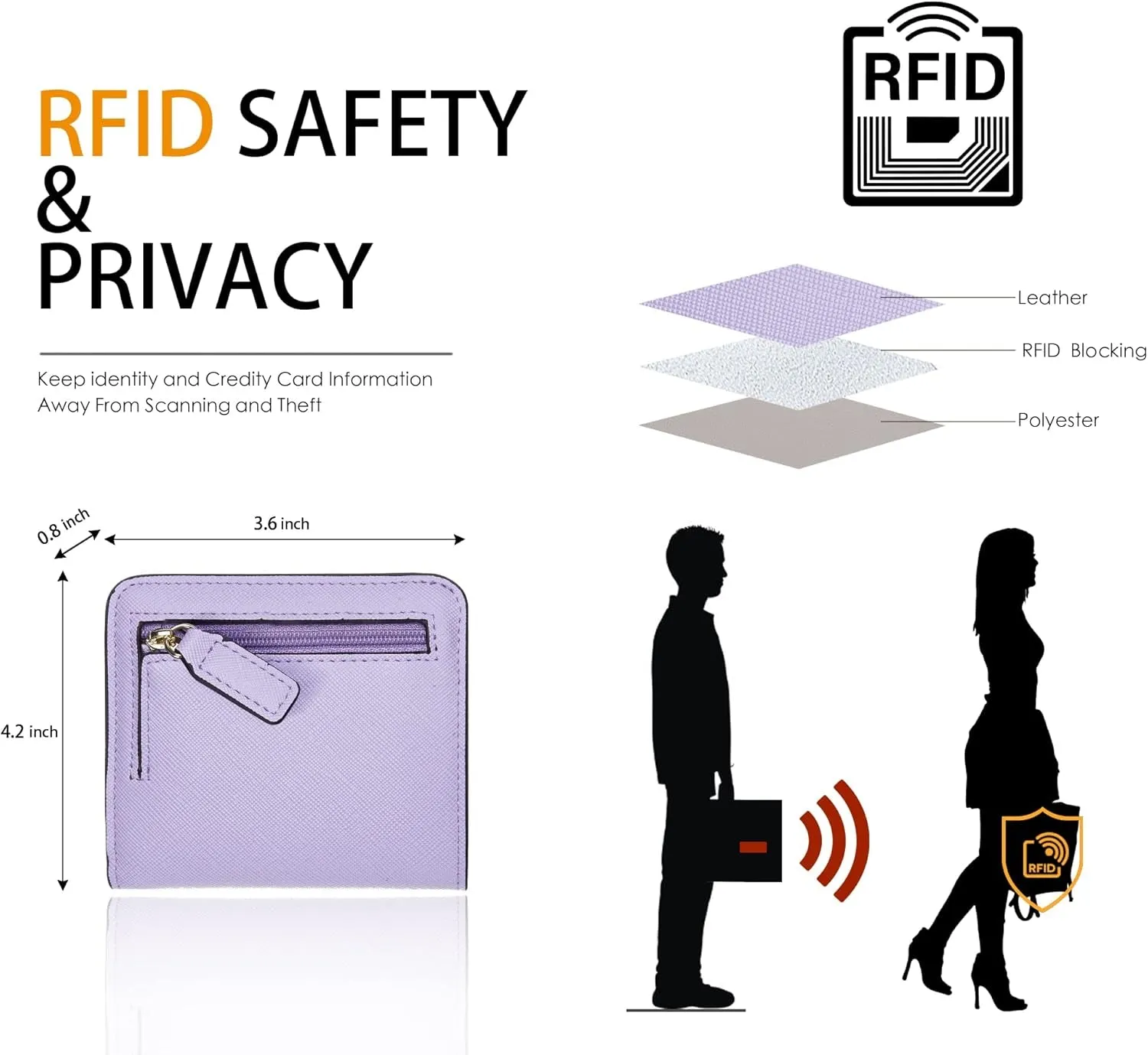 Small Wallet for Women, Luxury Leather Bifold Wallet with ID Window & Rfid Blocking