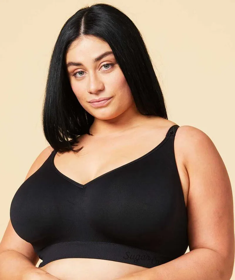 Sugar Candy Fuller Bust Seamless F-Hh Cup Wire-Free Lounge Bra - Black