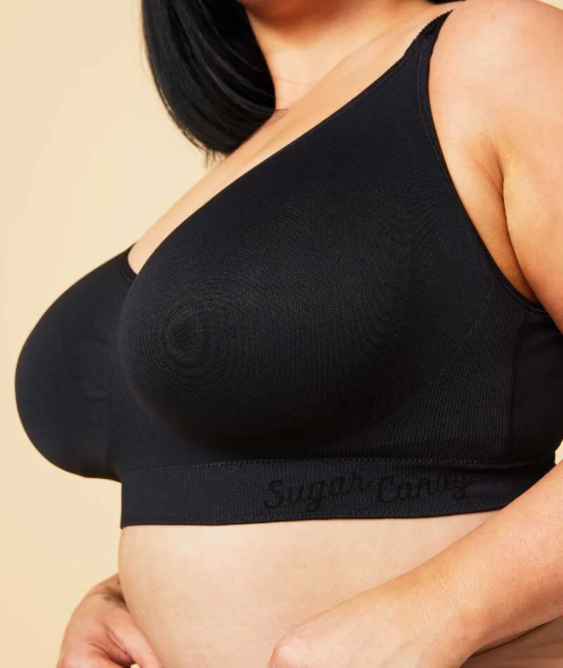 Sugar Candy Fuller Bust Seamless F-Hh Cup Wire-Free Lounge Bra - Black