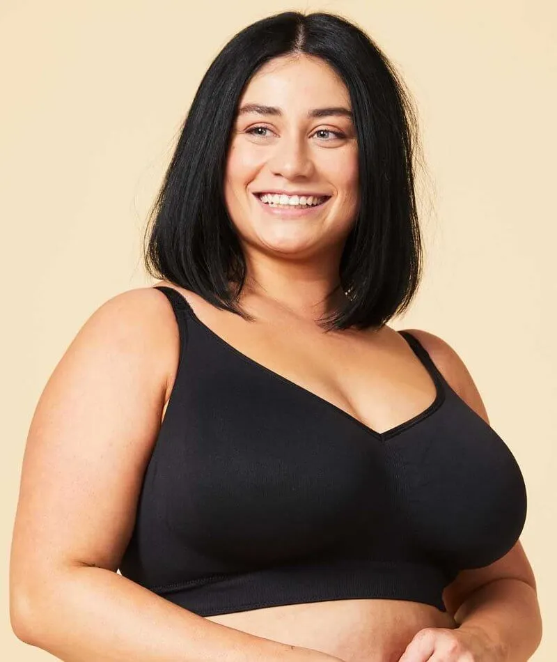 Sugar Candy Fuller Bust Seamless F-Hh Cup Wire-Free Lounge Bra - Black