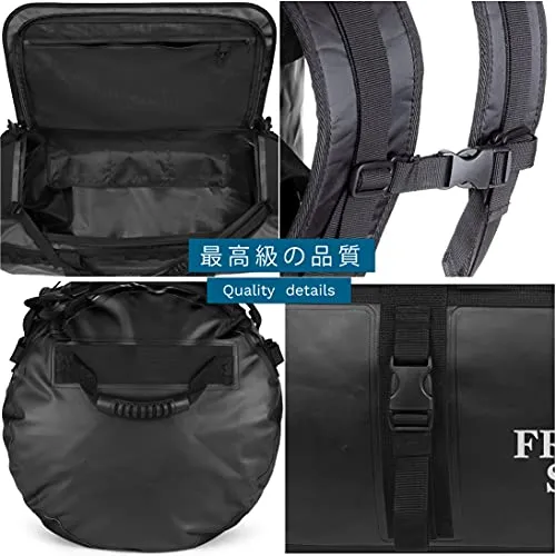 The Friendly Swede Duffle Bag for Women and Men with Backpack Straps, Gym Bag for Women, Travel Bag, Weekender Bags for Women, Duffle Bag Women - SANDHAMN Duffle Waterproof Material - Black - 90L