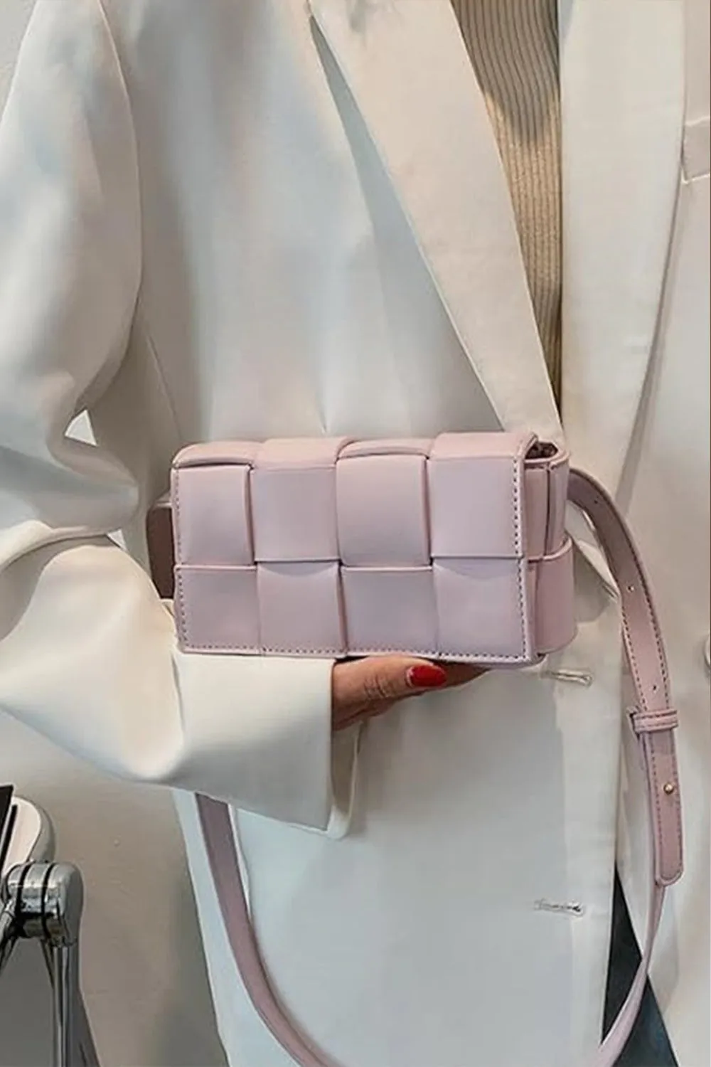 The Jess Vegan Leather Woven Crossbody Bag